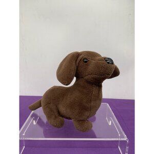 Dan Dee 10 Inch Brown Dachshund Some Threads Plastic Eyes Nose Brown Plush Stuff